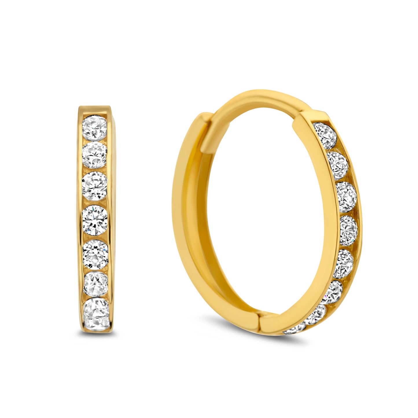 Klappcreolen mit 16 Zirkonia 14/2mm Gold 585/000