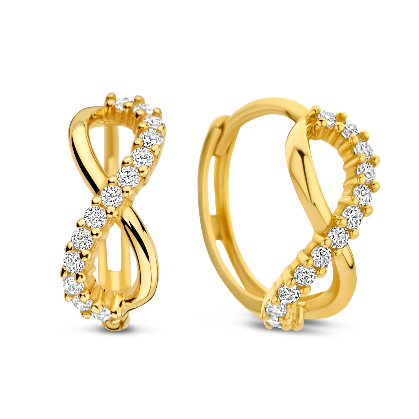 Klappcreolen Infinity Ø 12mm mit 26 Zirkonia Gold 585/000 - MeinSchmuckShop