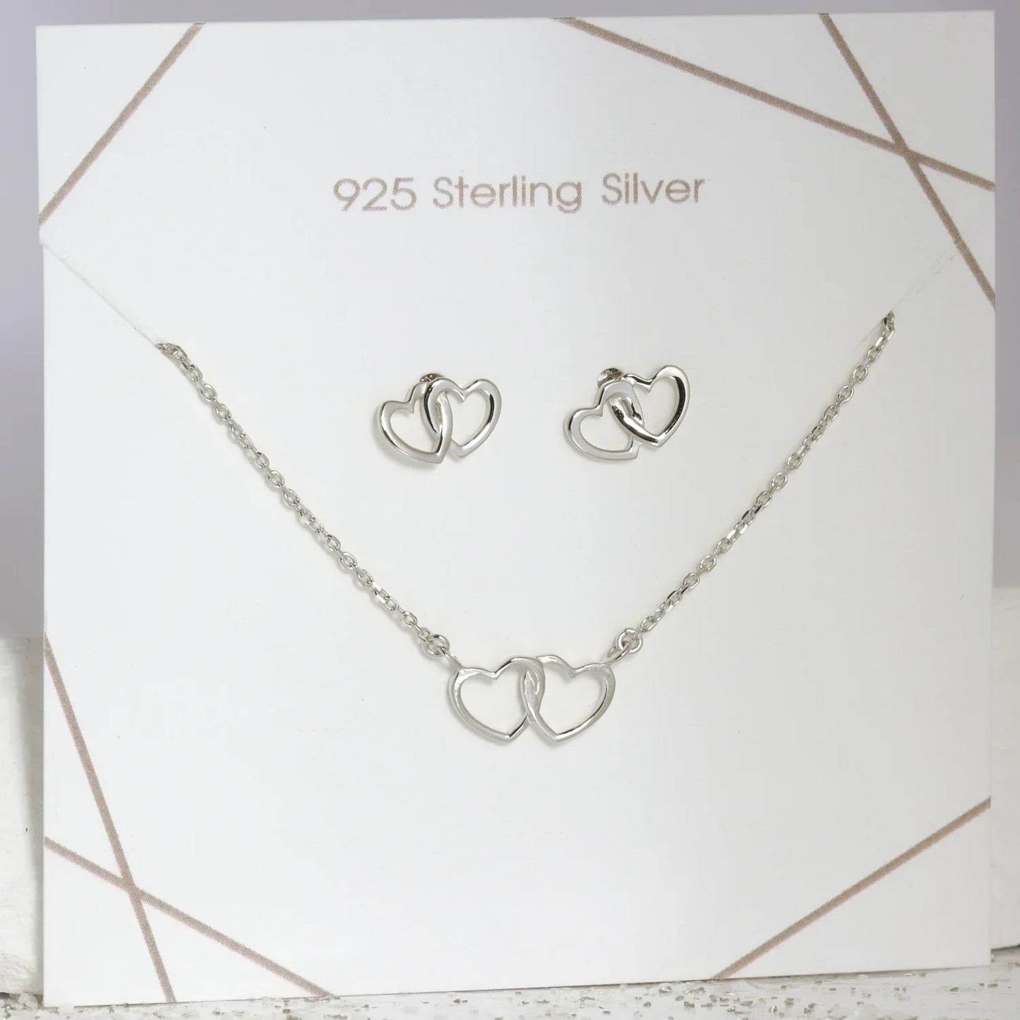 Set Collier & Ohrstecker Herz Silber 925/000 rhodiniert - MeinSchmuckShop