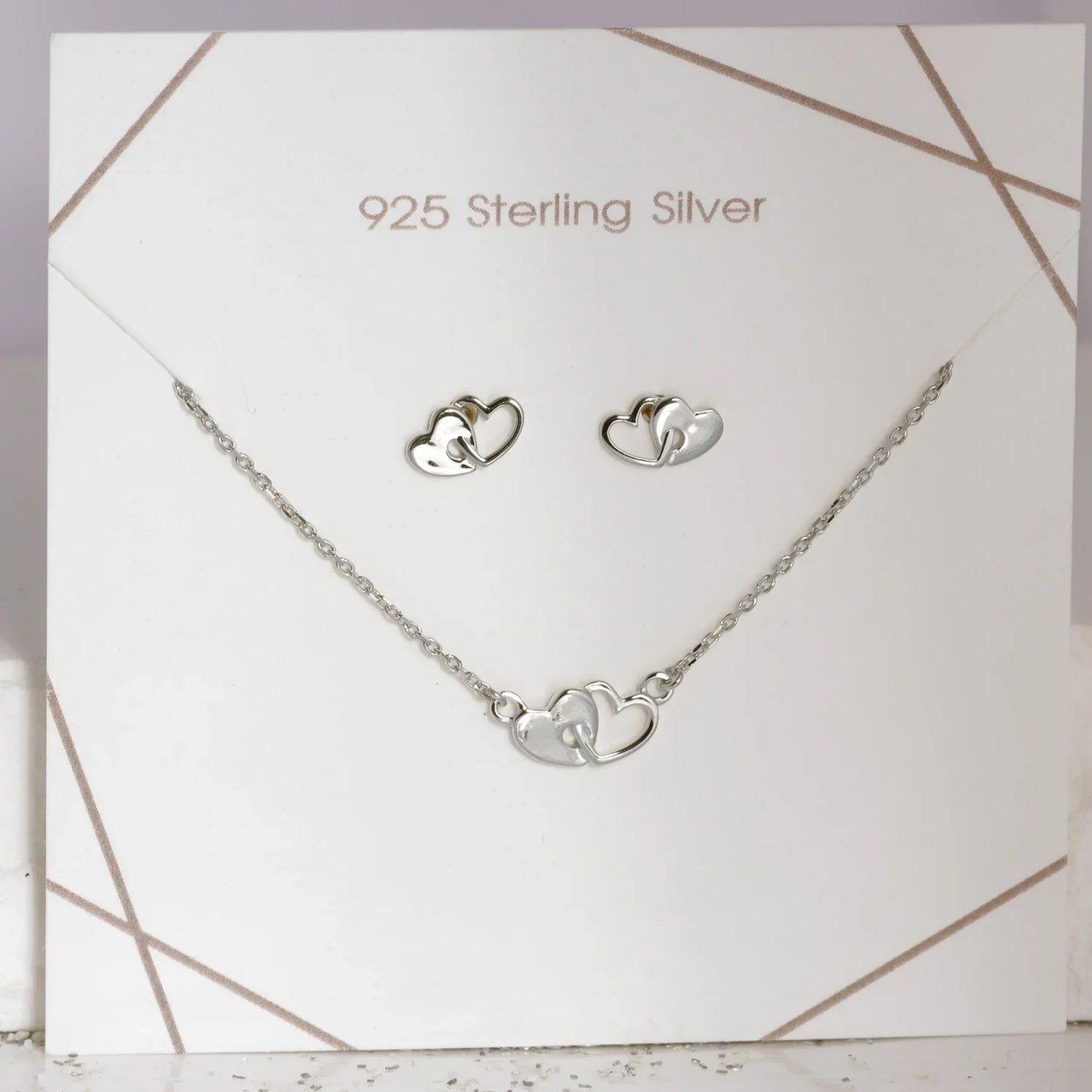 Set Collier & Ohrstecker Herz Silber 925/000 rhodiniert - MeinSchmuckShop