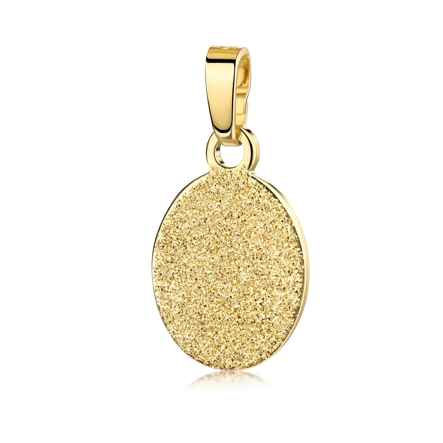 Anhänger / Collier ovale Gravurplatte 8 x 10mm mit Diamant Glitzer Silber 925/000 10 Milliemes vergoldet - MeinSchmuckShop