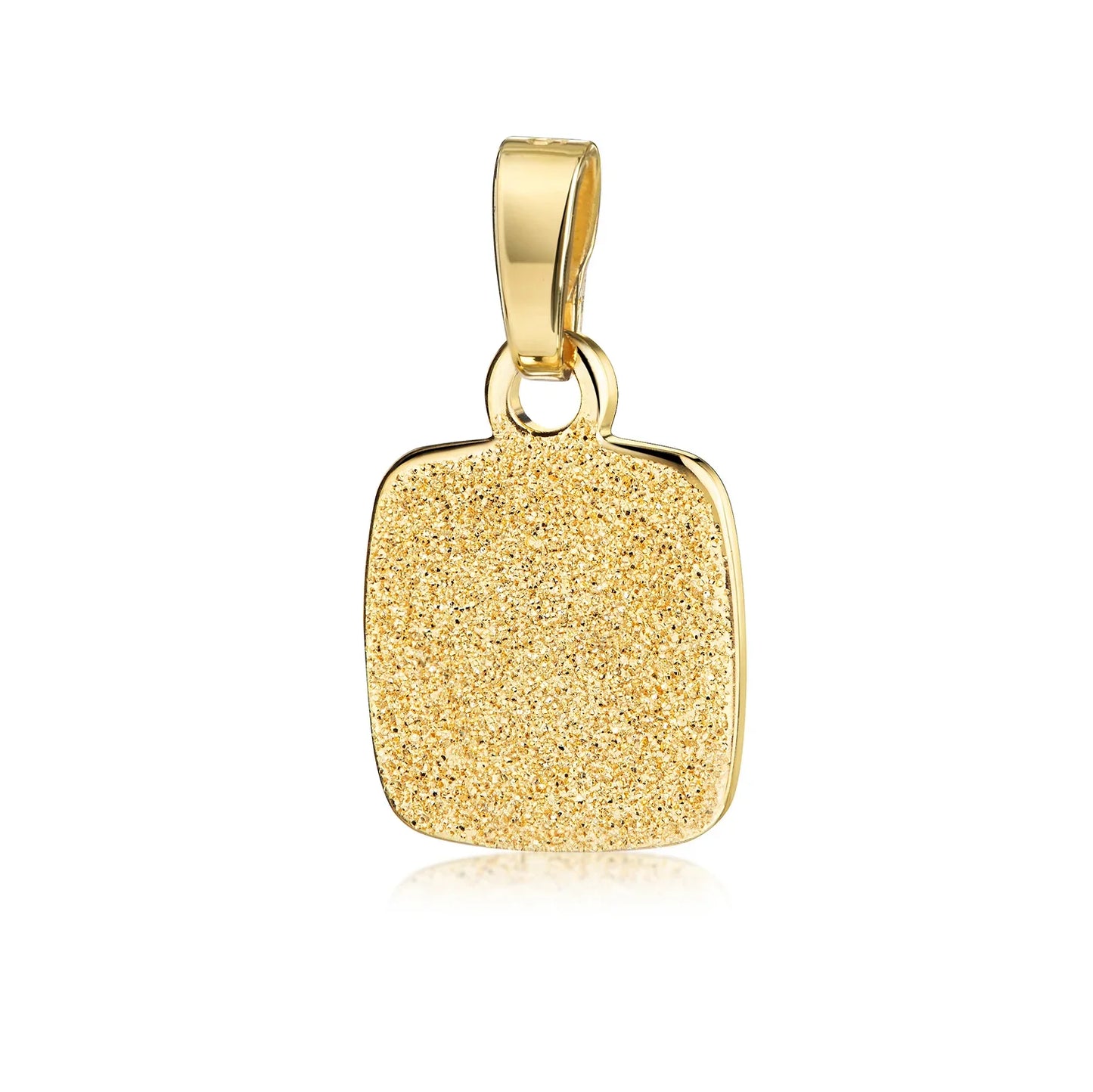 Anhänger / Collier Gravurplatte 10x10mm mit Diamant Glitzer Silber 925/000 10 Milliemes vergoldet - MeinSchmuckShop