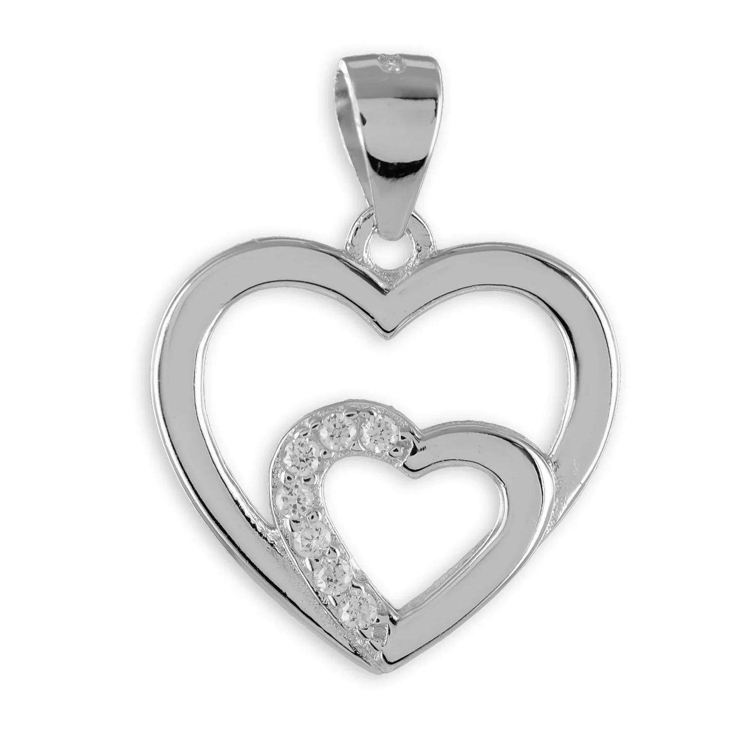 Anhänger Herz mit 7 Zirkonia Echt Silber 925/000 - MeinSchmuckShop