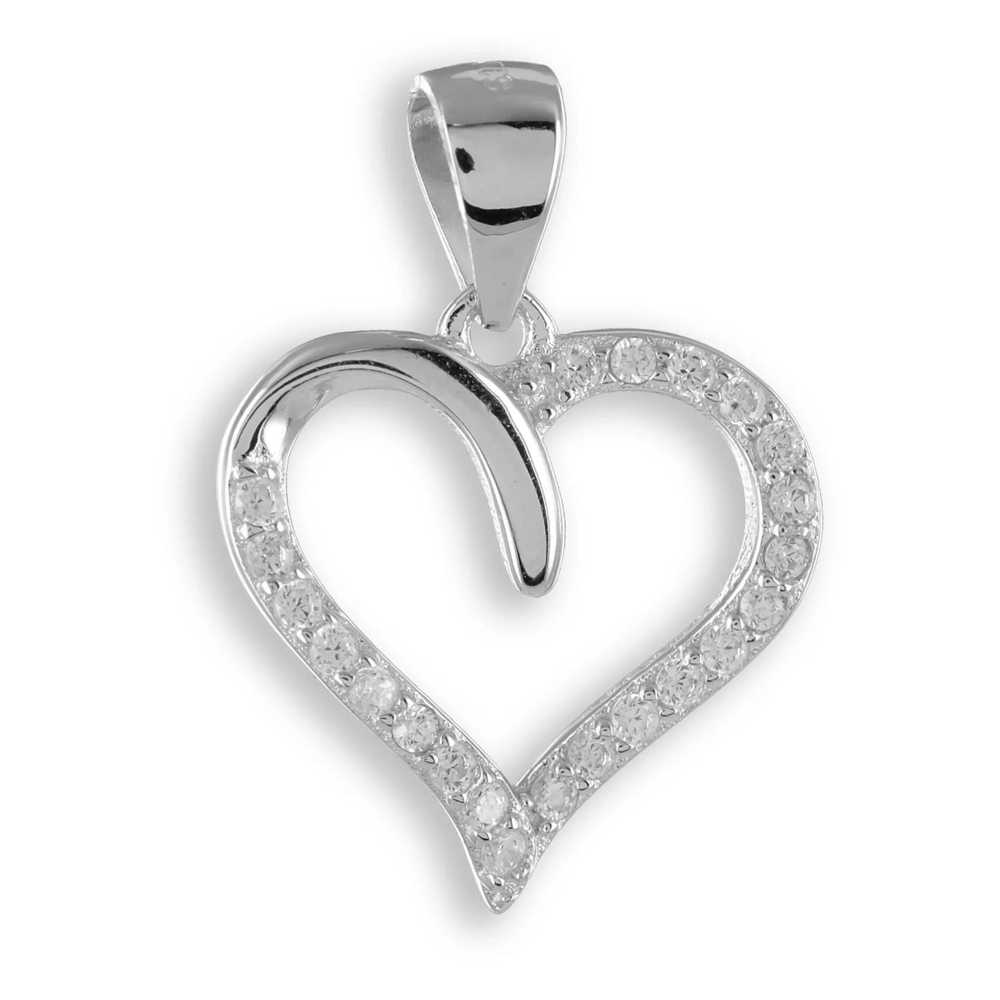 Anhänger Herz mit 21 Zirkonia Echt Silber 925/000 - MeinSchmuckShop