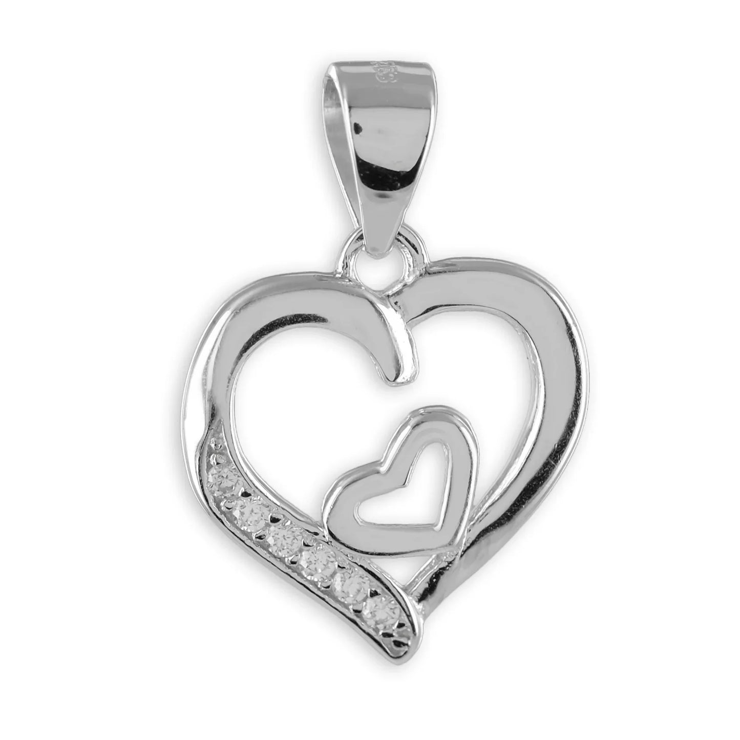 Anhänger Herz mit 6 Zirkonia Echt Silber 925/000 - MeinSchmuckShop