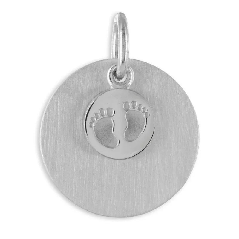 Gravurplatte mit Anhänger Babyfüsse Echt Silber 925/000 - MeinSchmuckShop