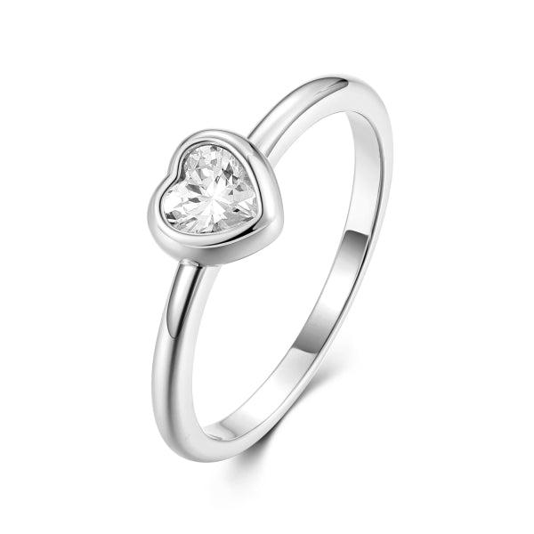 Damenring Herz mit Zirkonia Silber 925/000 rhodiniert - MeinSchmuckShop