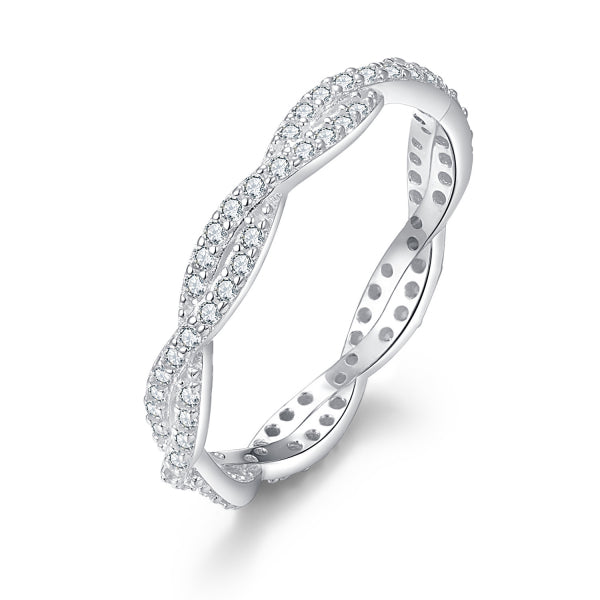Damenring twisted mit 80 Zirkonia Silber 925/000 - MeinSchmuckShop