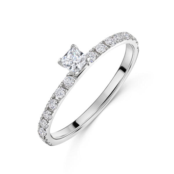 Damenring mit 17 Zirkonia Silber 925/000 rhodiniert - MeinSchmuckShop