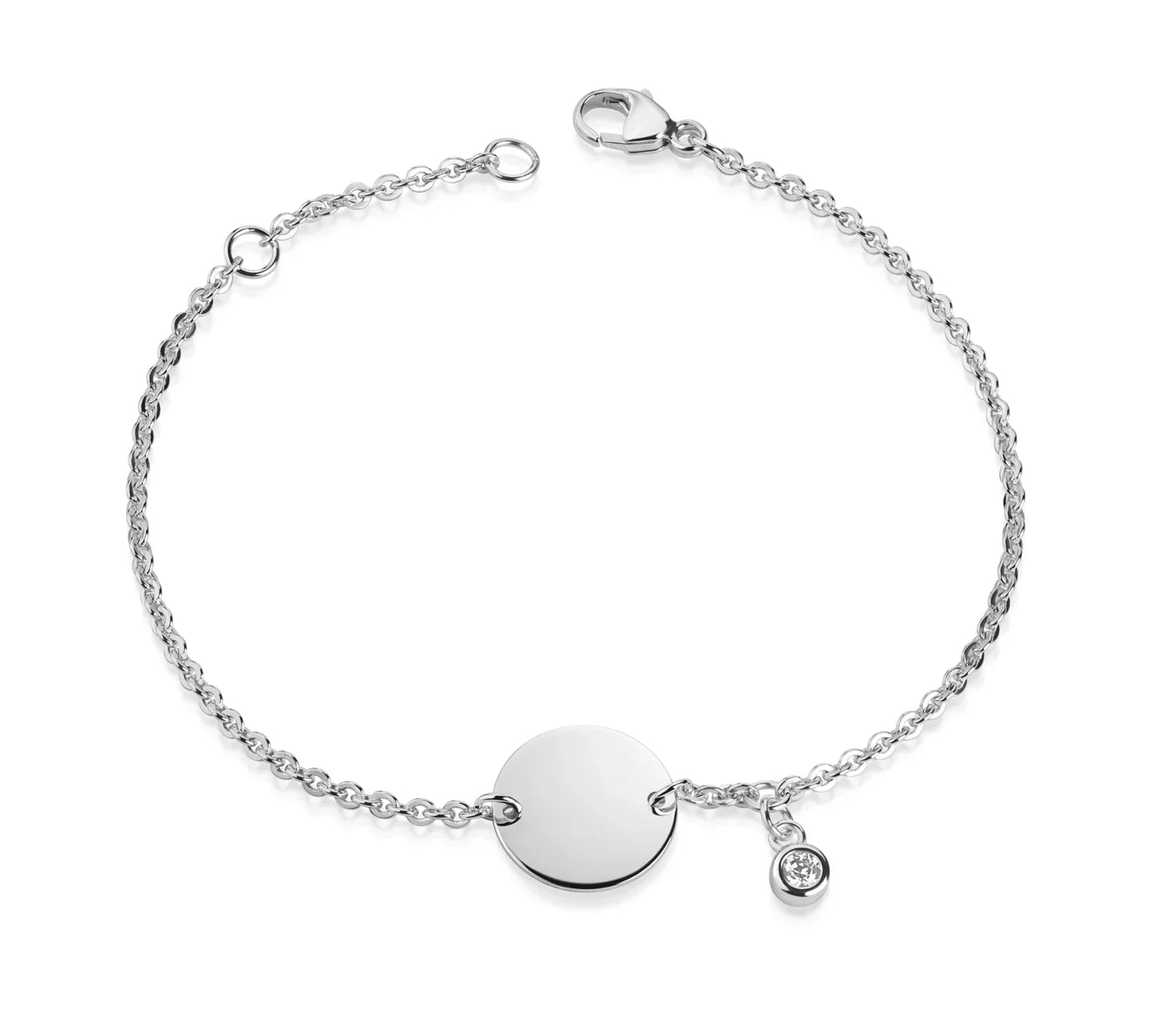 ID-Armband für Damen Platte Ø 12mm und Zirkonia 3mm Silber 925/000 - MeinSchmuckShop