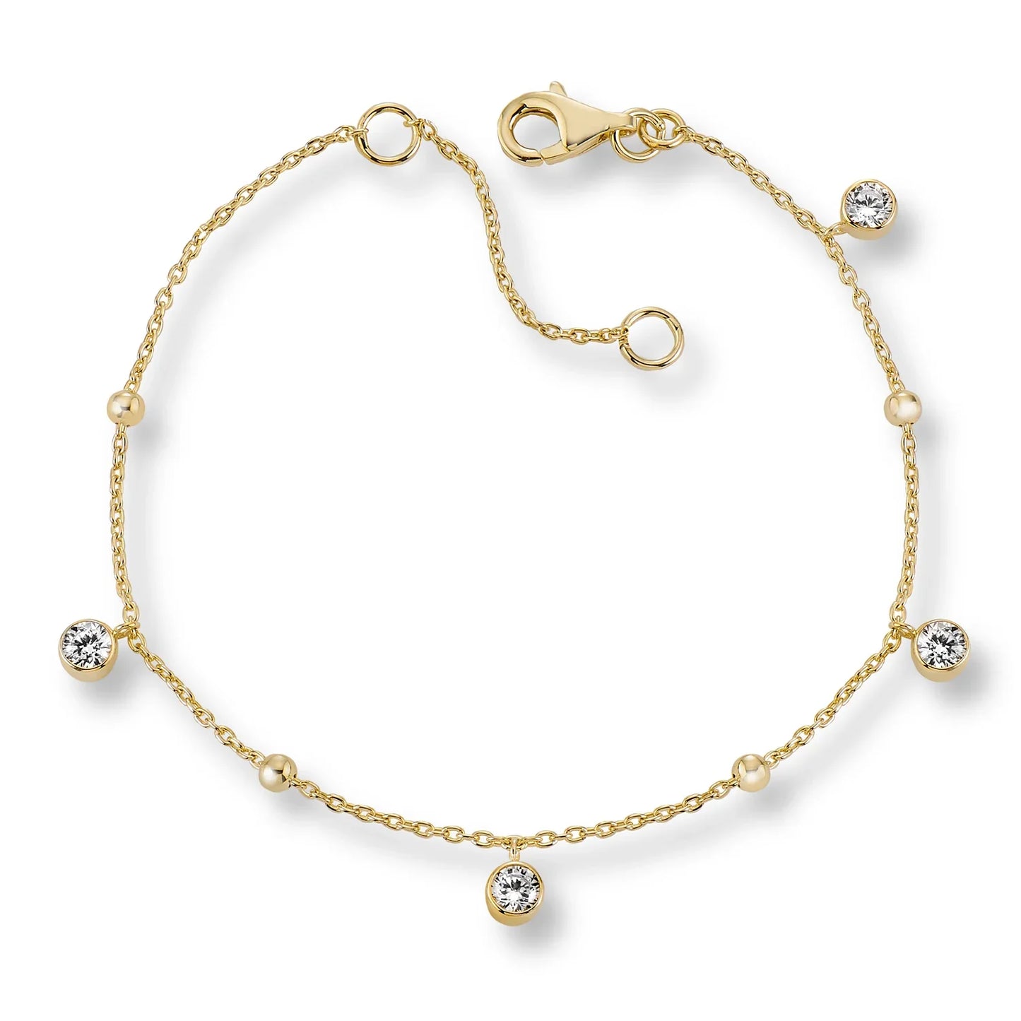 Armband mit Zirkonia/Kugeln 16+3cm Silber 925/000 vergoldet - MeinSchmuckShop