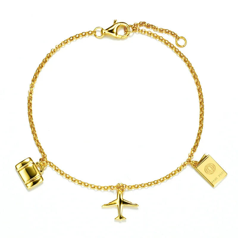 Armband Traveller mit 3 Anhänger Silber 925/000 vergoldet - MeinSchmuckShop