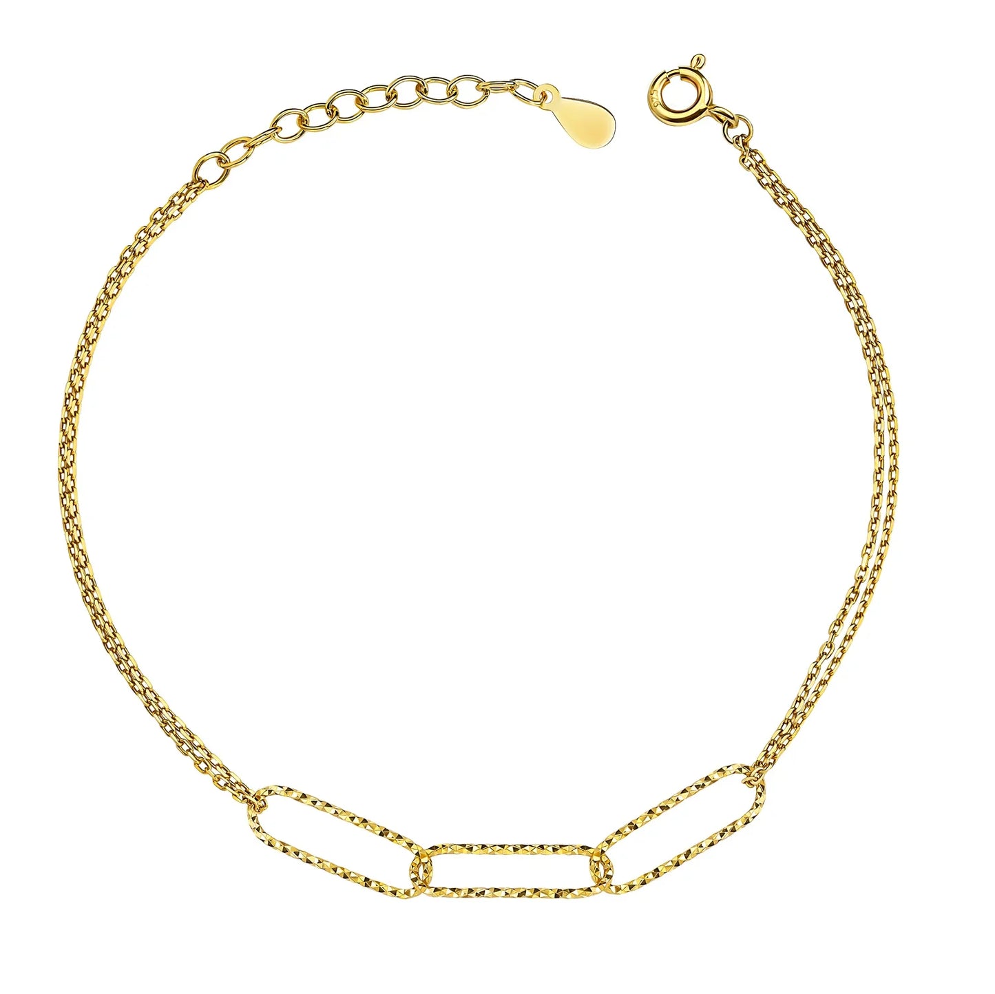 Armband 2-rhg. mit 3 weiten Gliedern Silber 925/000 vergoldet - MeinSchmuckShop