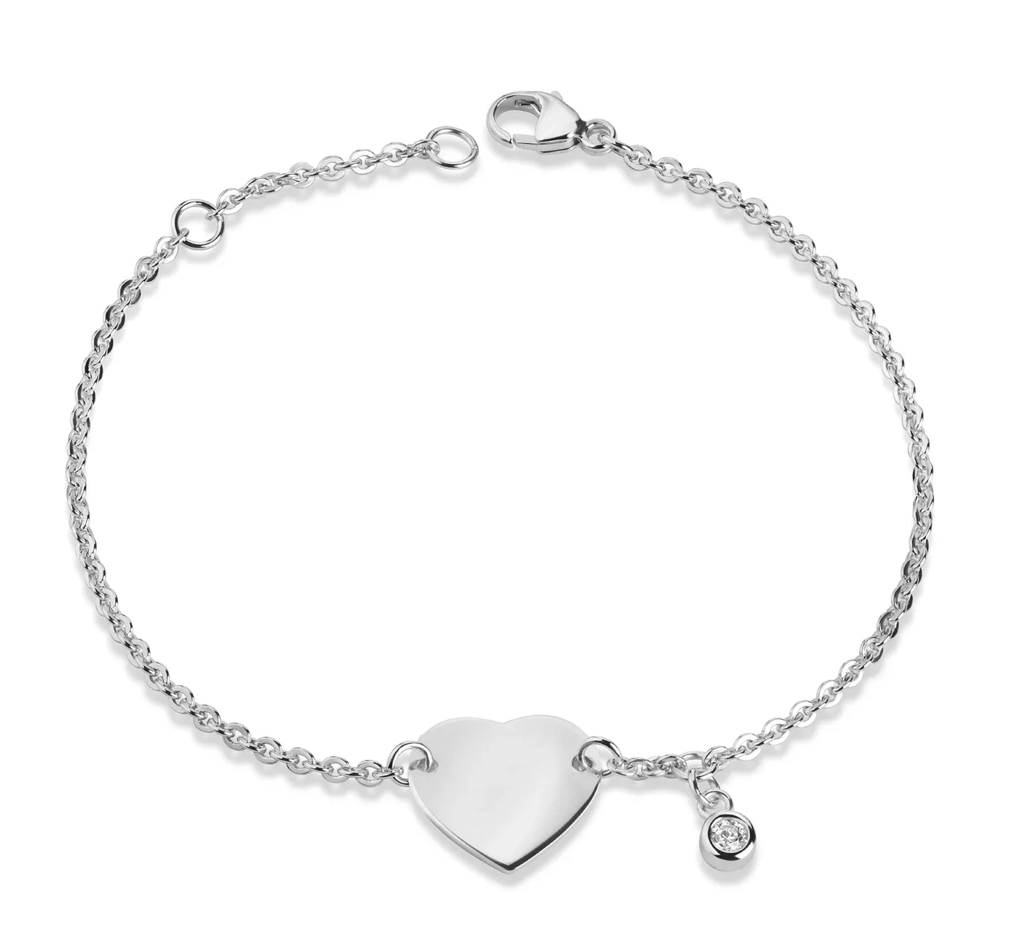 ID-Armband für Damen Herz 12x11mm und Zirkonia 3mm Silber 925/000 - MeinSchmuckShop
