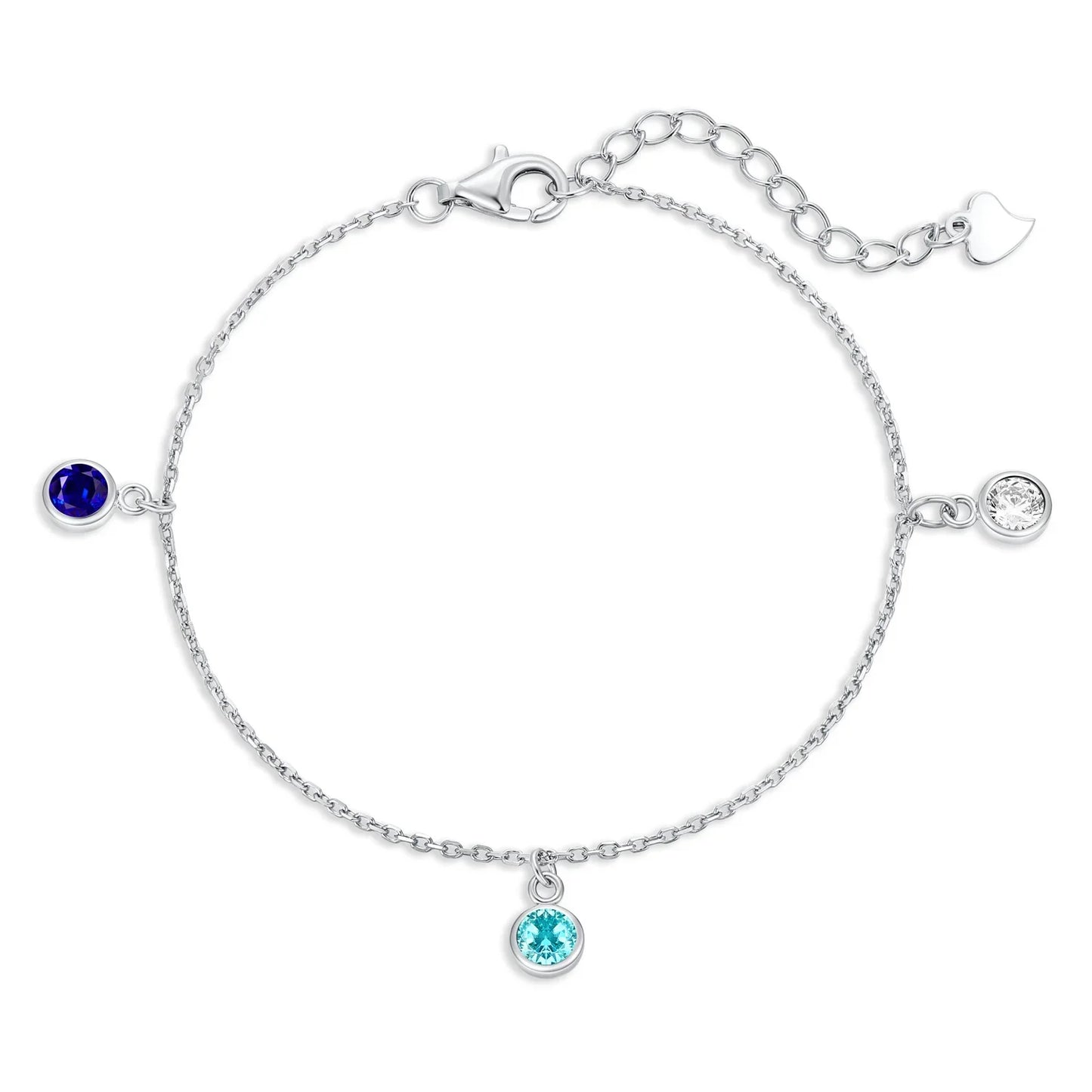 Armband mit 3 Zirkonia weiß/hellblau/blau Silber 925/000 rhodiniert - MeinSchmuckShop