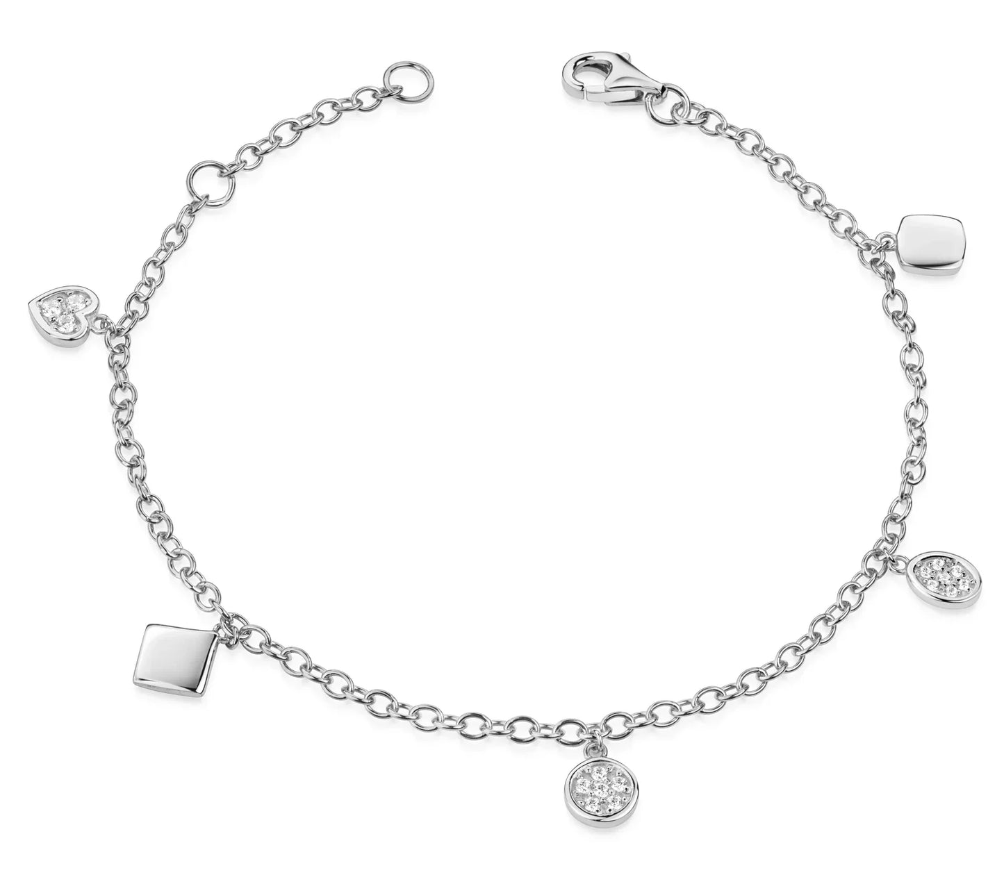 Armband mit 5 Anhängern und 16 Zirkonia Silber 925/000 - MeinSchmuckShop