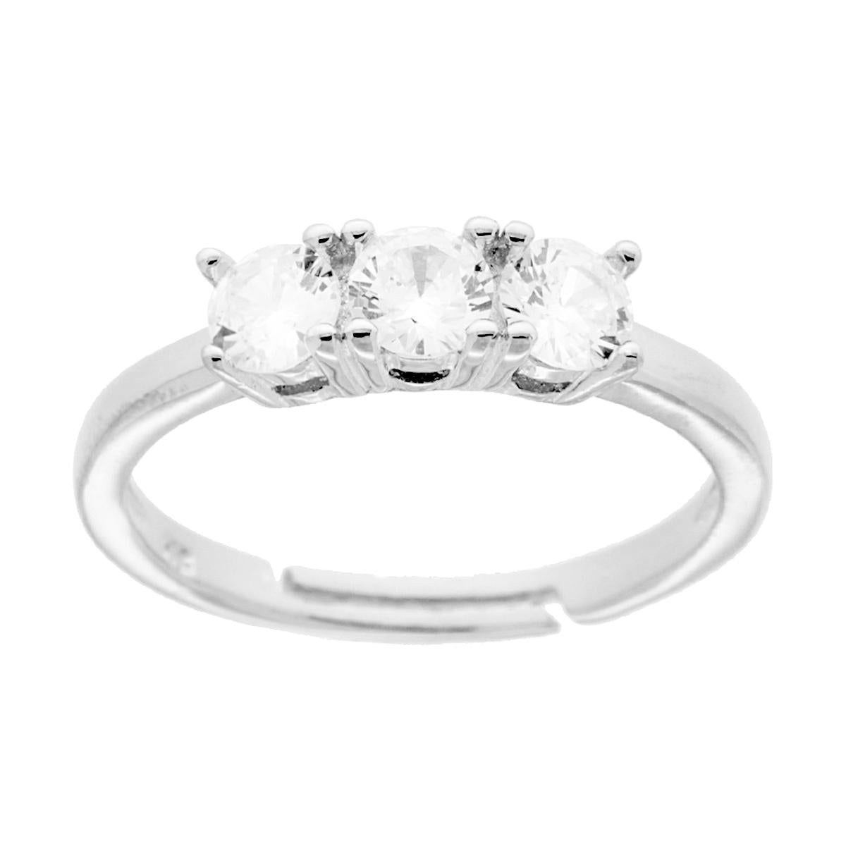 Ring-Trilogie mit weißem Cubic Zirconia, 4 mm, in Silber 925, rhodiniert - MeinSchmuckShop