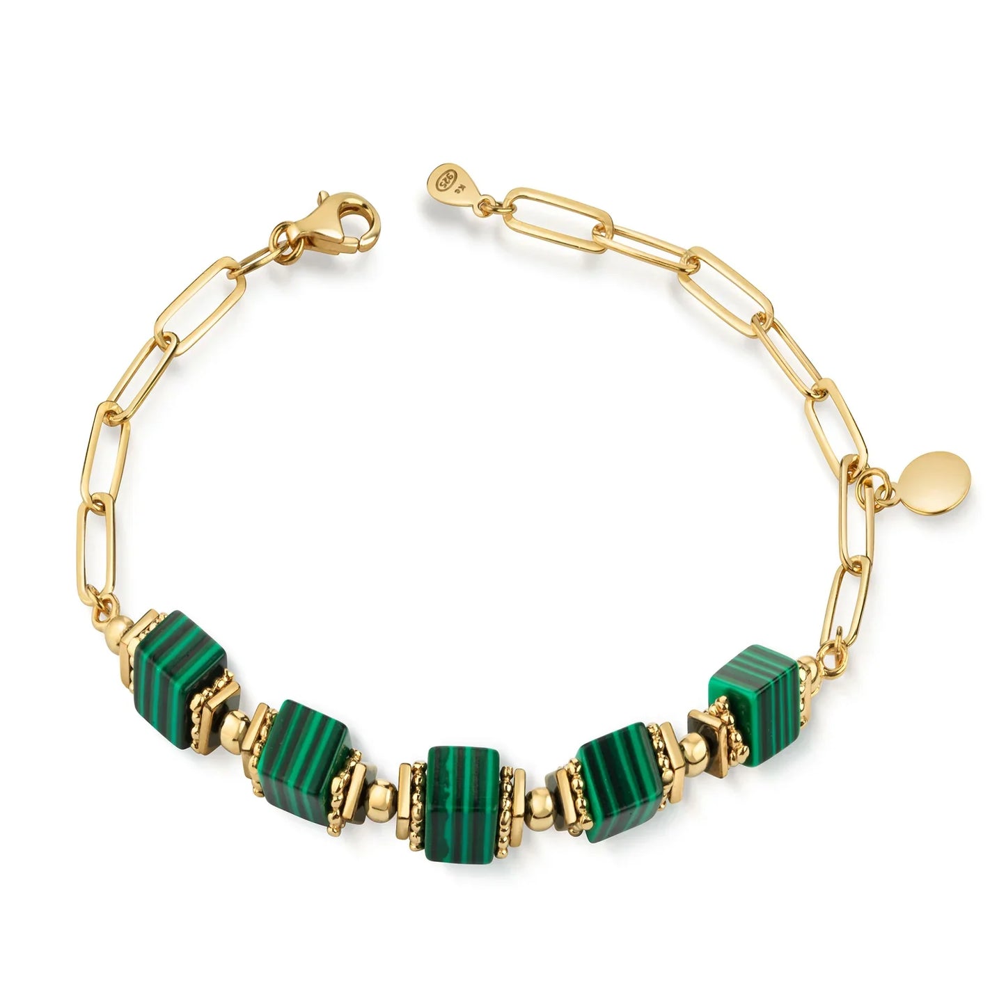 Armband mit Malachit Silber 925/000 vergoldet - MeinSchmuckShop