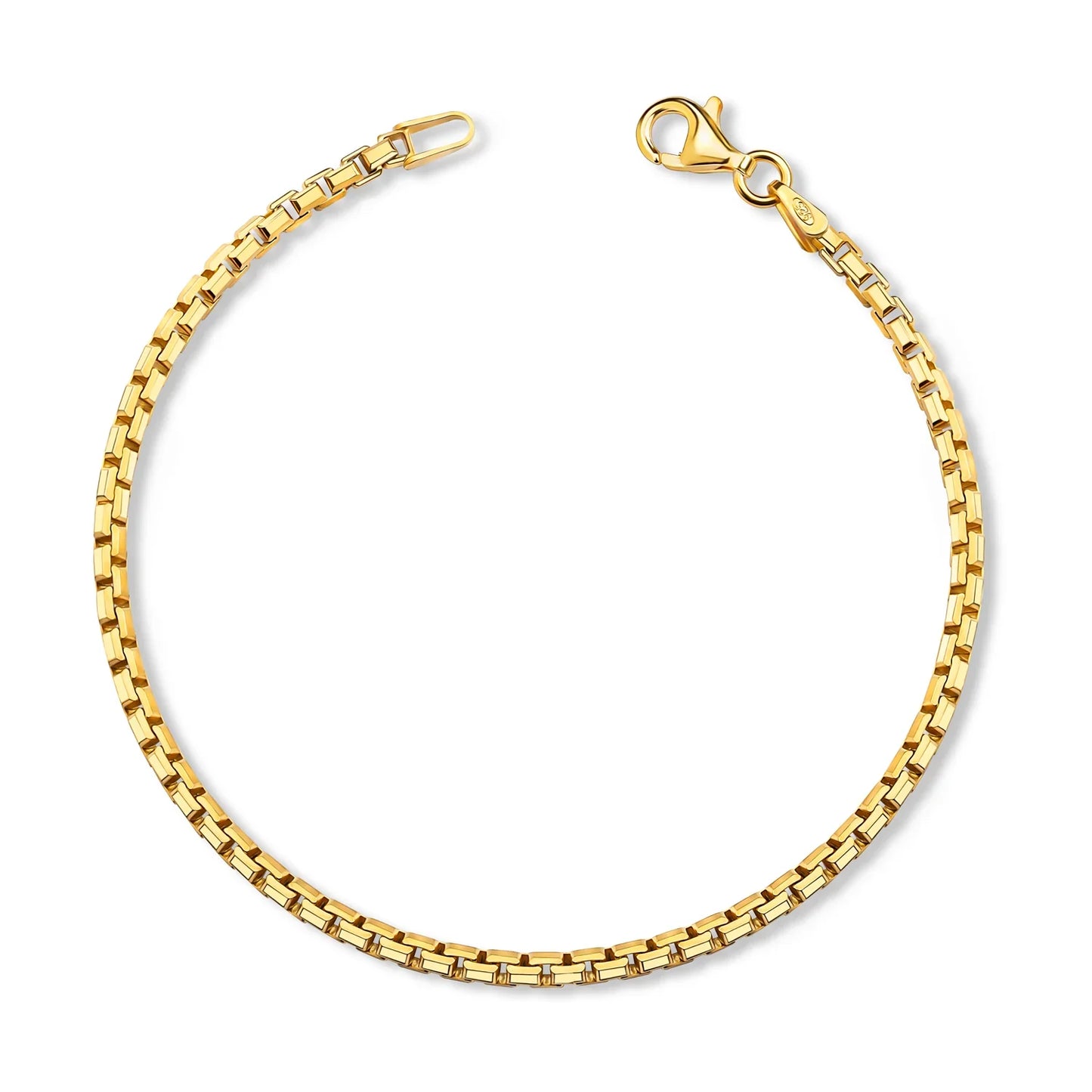Venezianerarmband 2,5mm breit 8-seitig diamatiert Silber 925/000 vergoldet - MeinSchmuckShop