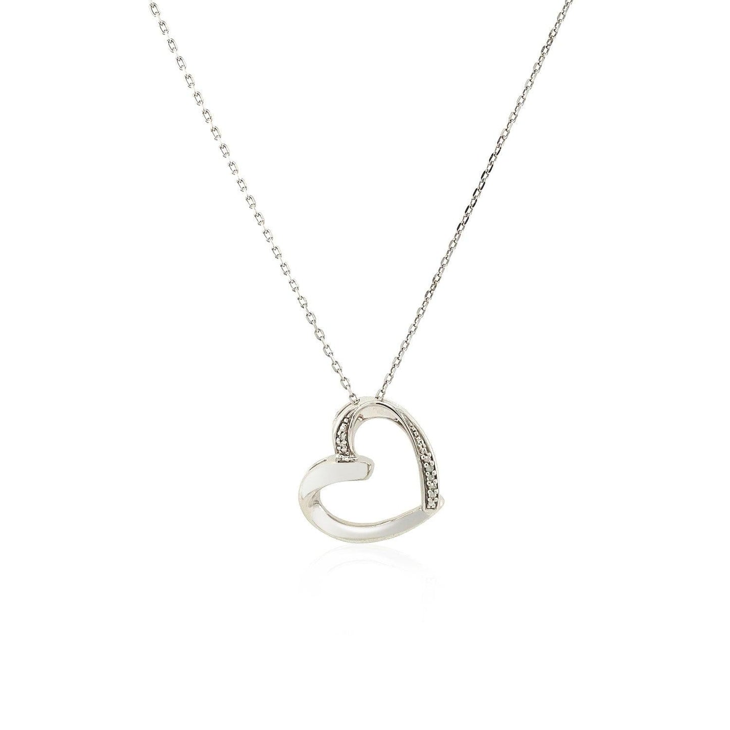 Open Heart Pendant with Diamonds in Sterling Silver - MeinSchmuckShop