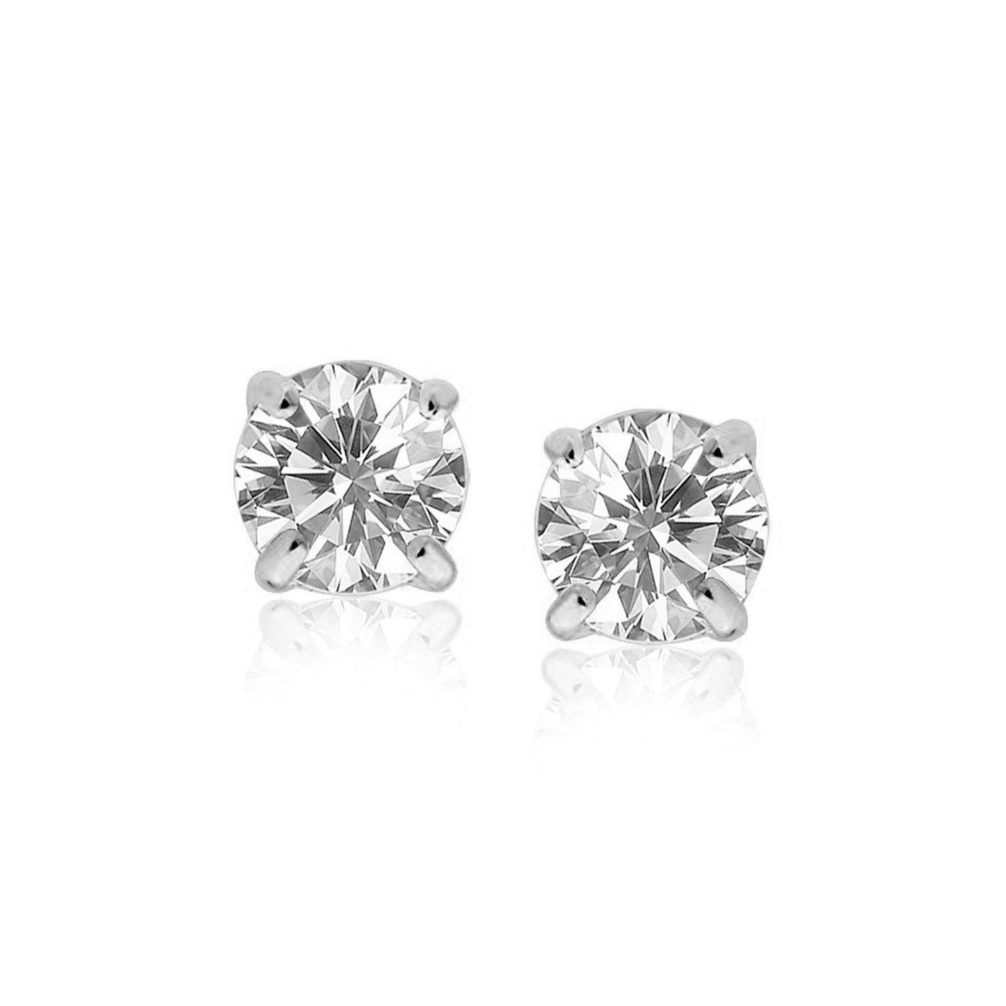 Sterling Silver Round CZ Stud Earrings(8mm) - MeinSchmuckShop