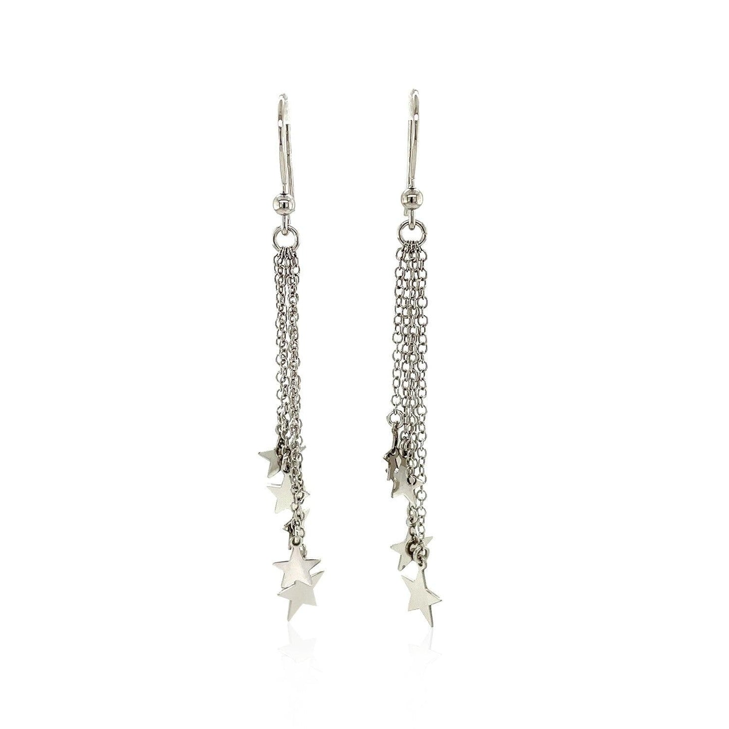 Sterling Silver Tassel Earrings with Polished Stars - MeinSchmuckShop