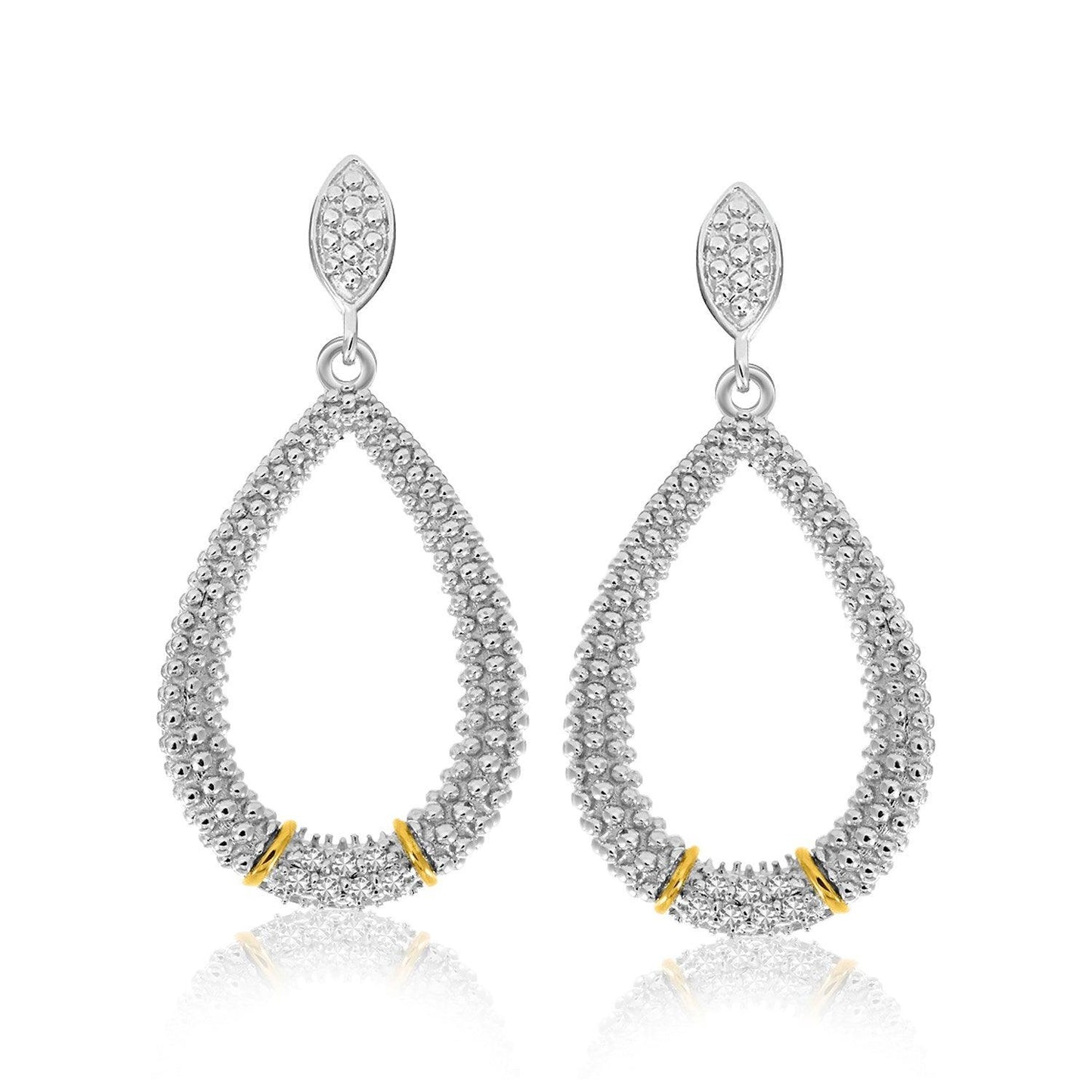 18k Yellow Gold & Sterling Silver Diamond Accented Graduated Popcorn Earrings - MeinSchmuckShop