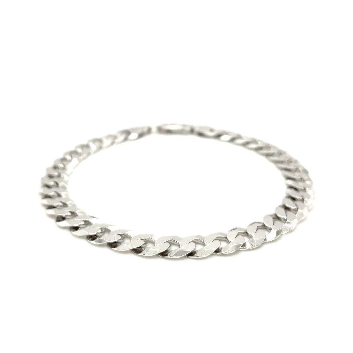 Rhodium Plated Sterling Silver Curb Style Bracelet (7.90 mm) - MeinSchmuckShop
