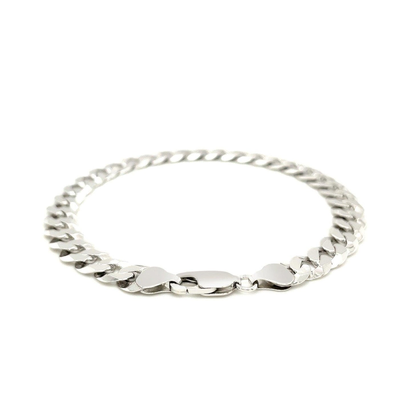 Rhodium Plated Sterling Silver Curb Style Bracelet (7.90 mm) - MeinSchmuckShop