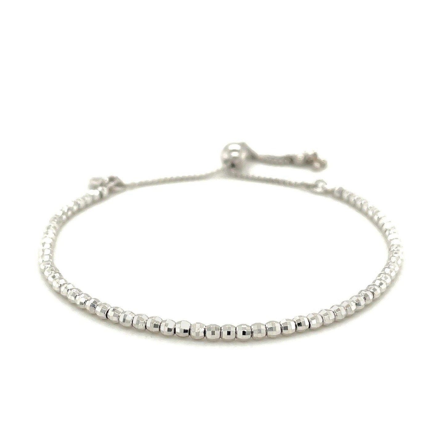 Adjustable Fine Shiny Beaded Bracelet in Sterling Silver (1.50 mm) - MeinSchmuckShop