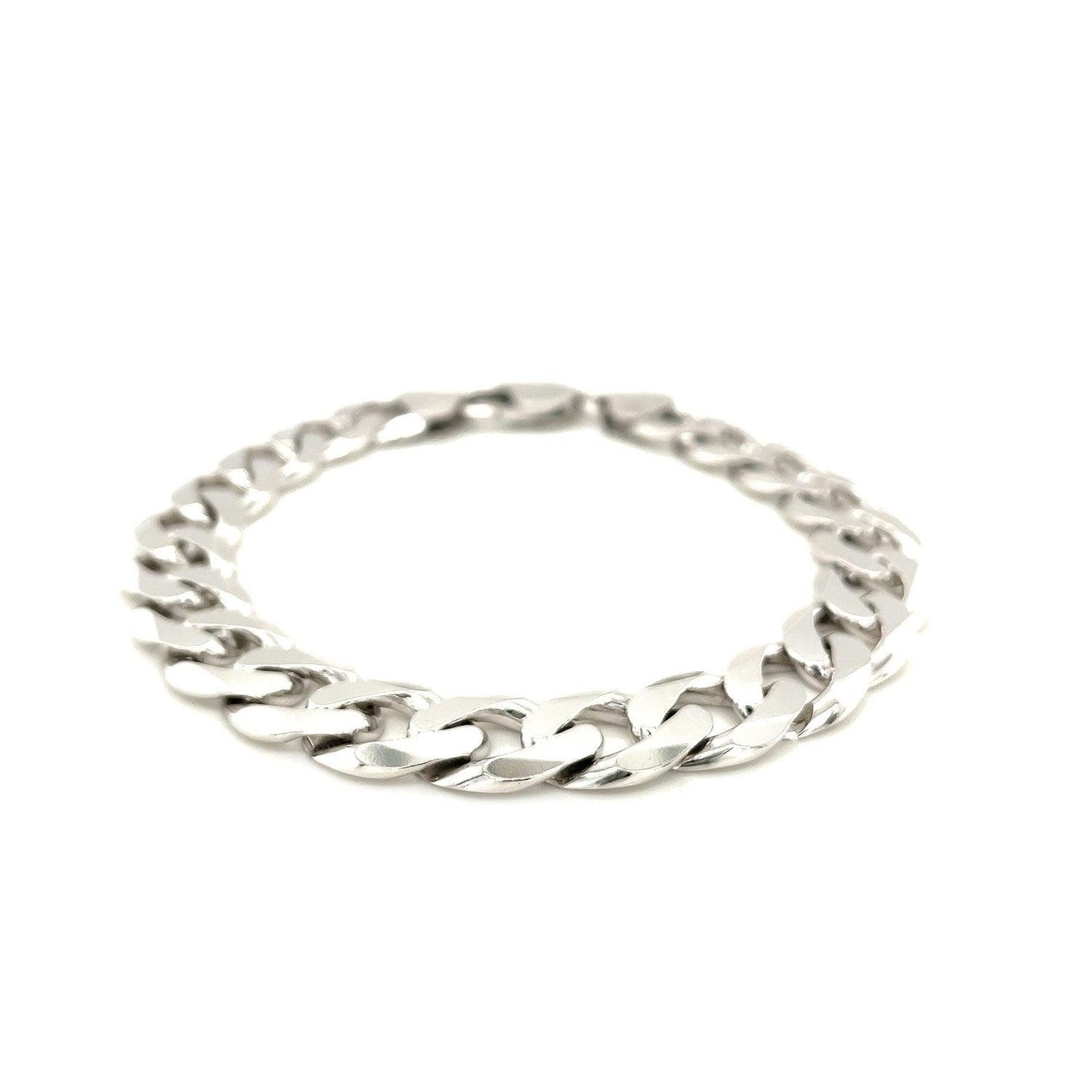 Rhodium Plated Sterling Silver Curb Style Bracelet (11.60 mm) - MeinSchmuckShop