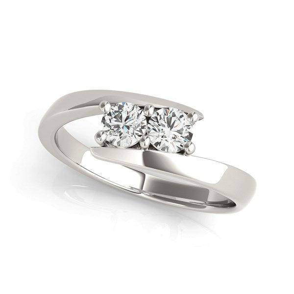 14k White Gold Round Two Stone Common Prong Diamond Ring (1/2 cttw) - MeinSchmuckShop