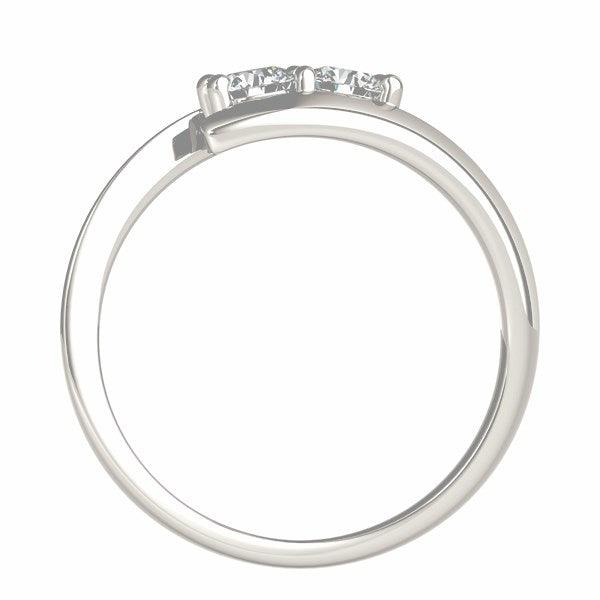 14k White Gold Round Two Stone Common Prong Diamond Ring (1/2 cttw) - MeinSchmuckShop