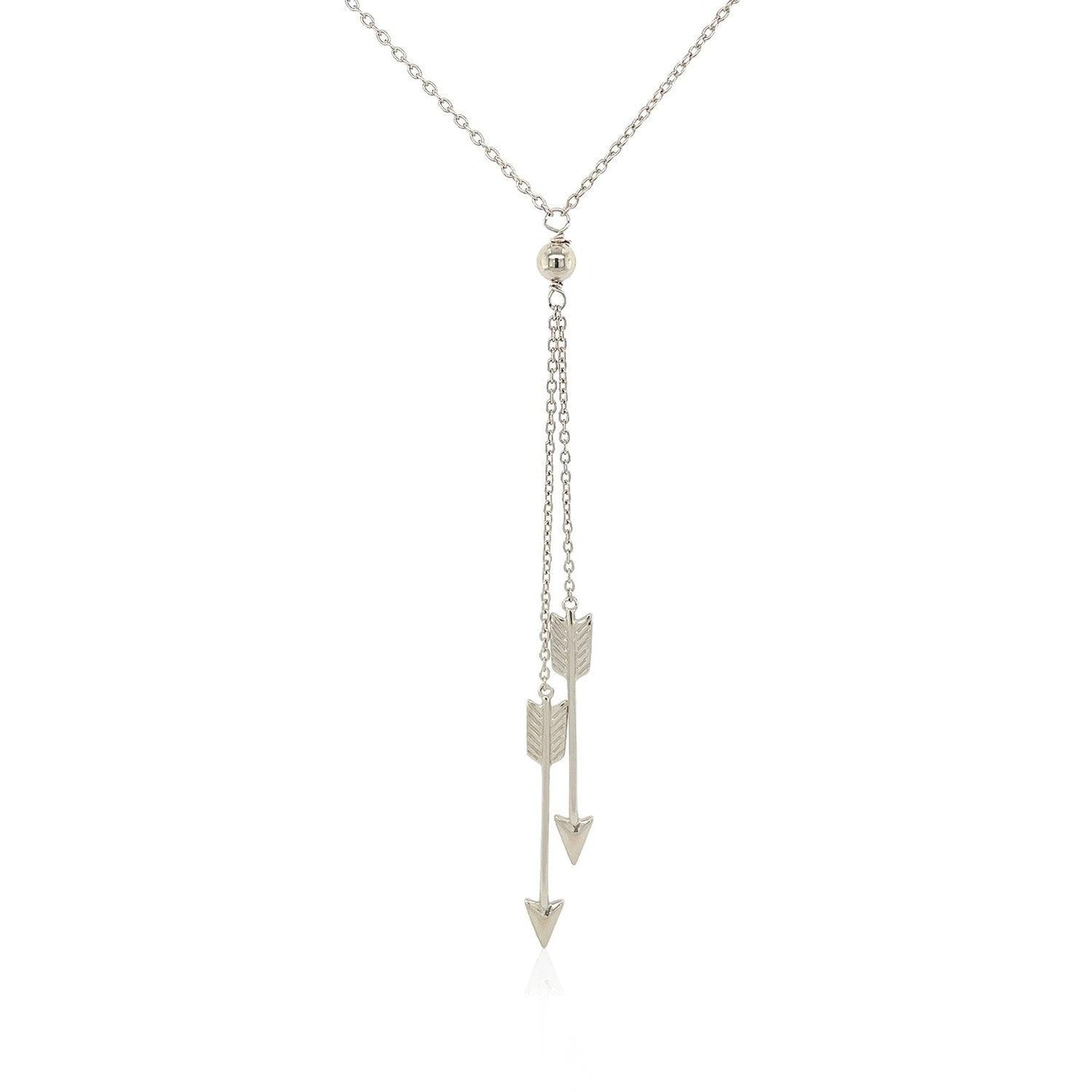 Sterling Silver 18 inch Lariat Necklace with Two Arrows - MeinSchmuckShop