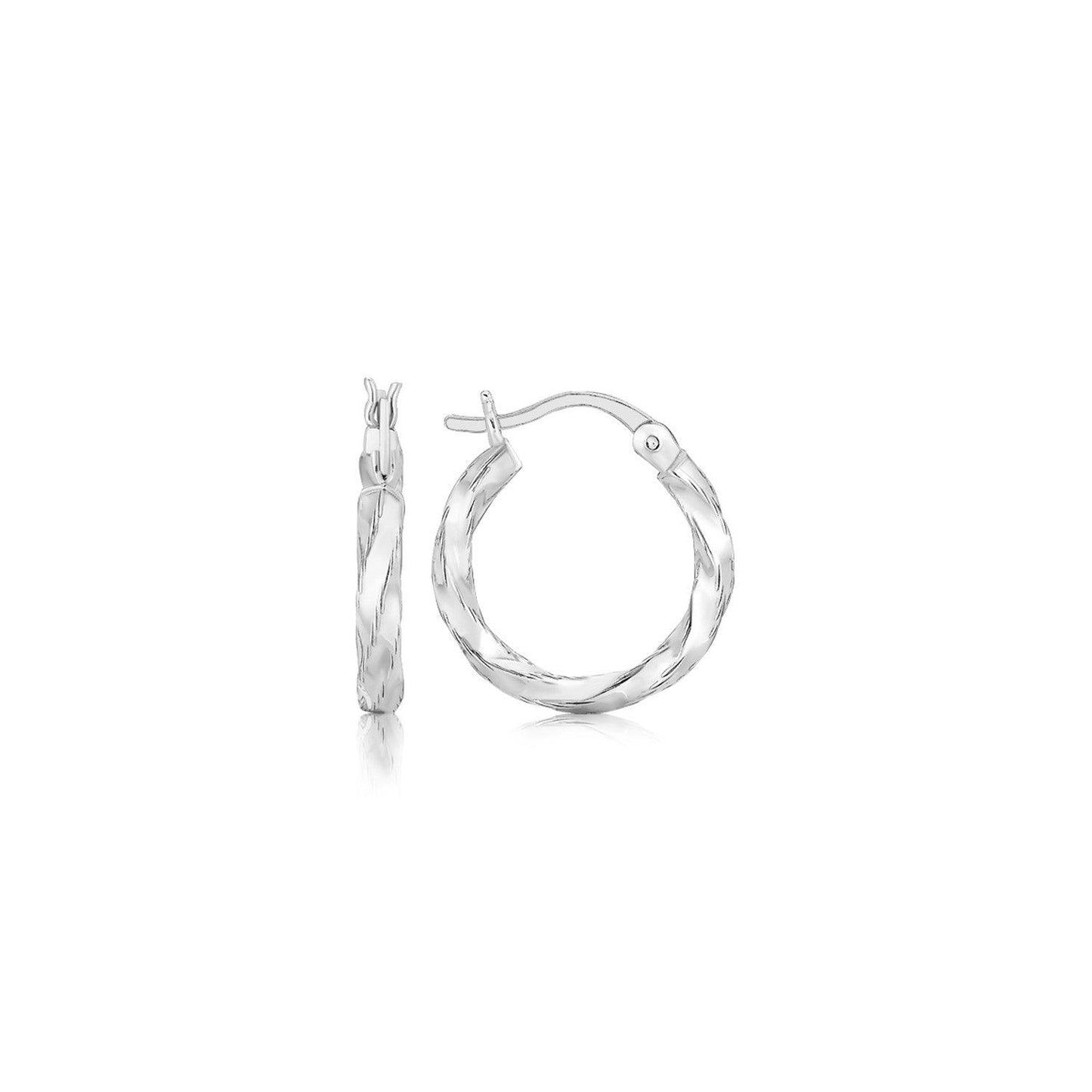Spiral Style Polished Hoop Earrings in Sterling Silver(3x15mm) - MeinSchmuckShop