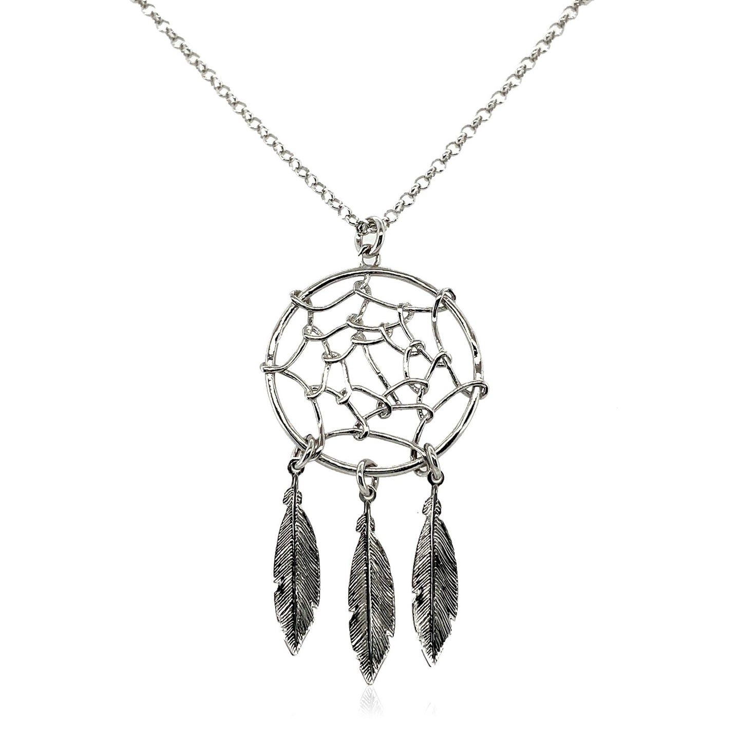 Sterling Silver 17 inch Necklace with Dream Catcher Pendant - MeinSchmuckShop