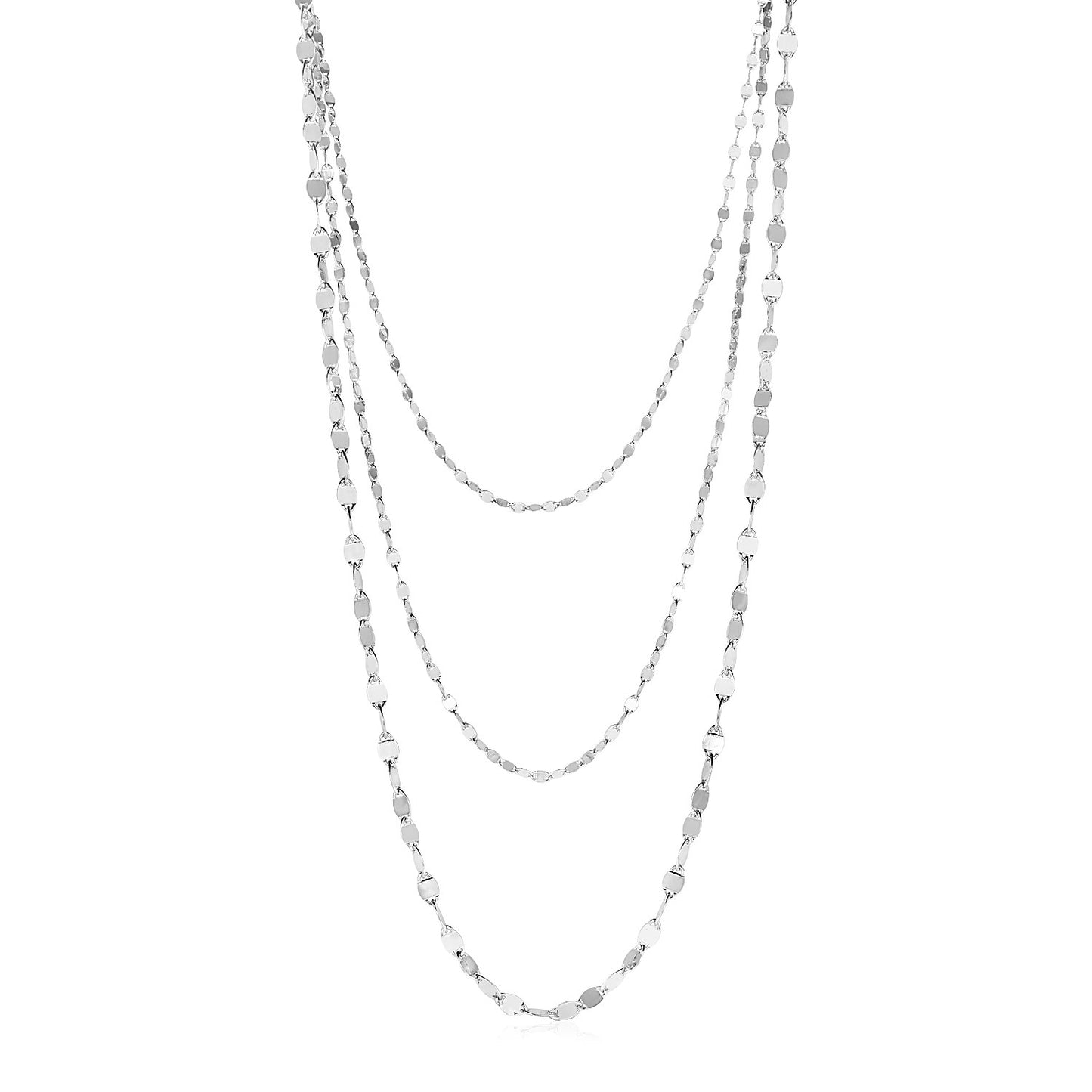 Sterling Silver Three Strand Marina Link Necklace - MeinSchmuckShop