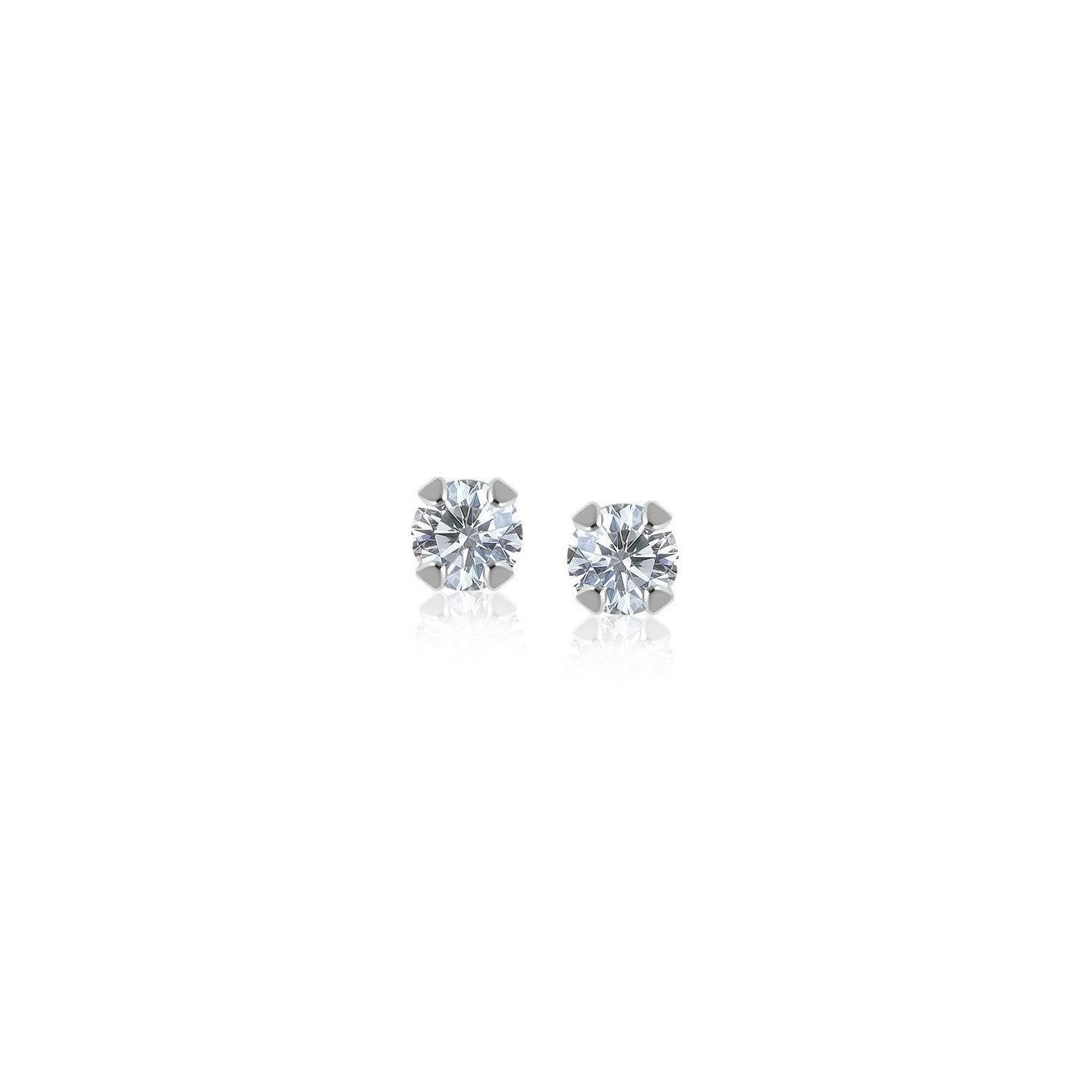 14k White Gold White Cubic Zirconia Stud Earrings(2mm) - MeinSchmuckShop