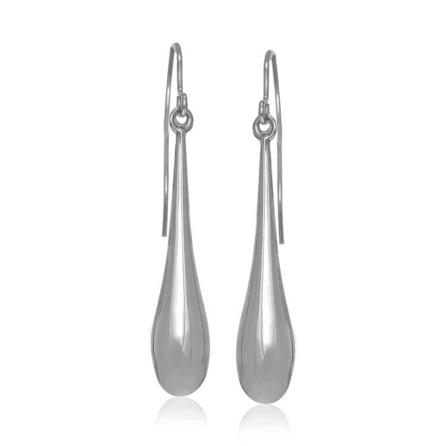 14k White Gold Long Polished Teardrop Dangling Earrings - MeinSchmuckShop