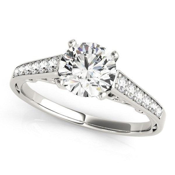 14k White Gold Cathedral Design Diamond Engagement Ring (1 1/4 cttw) - MeinSchmuckShop