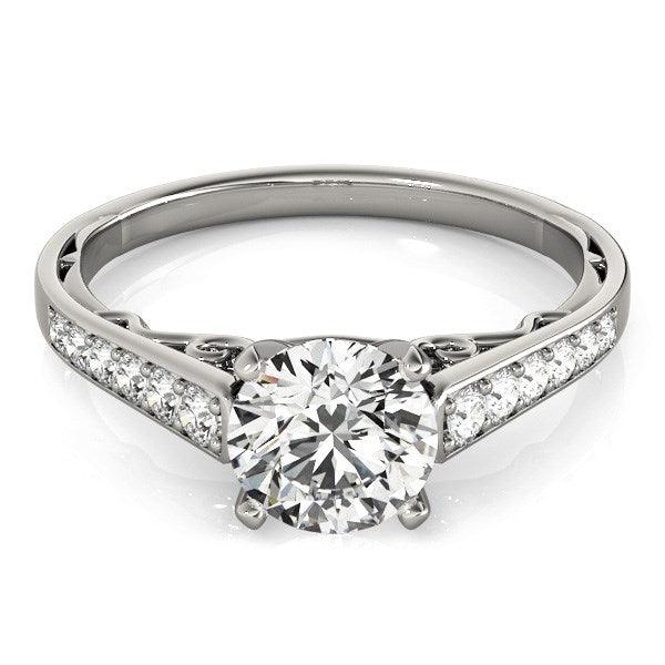 14k White Gold Cathedral Design Diamond Engagement Ring (1 1/4 cttw) - MeinSchmuckShop