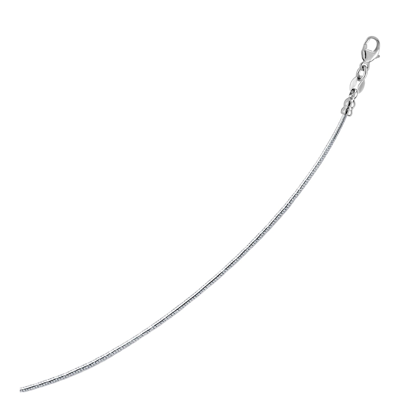 Sterling Silver Round Omega Style Chain Necklace with Rhodium Plating (1.55mm) - MeinSchmuckShop