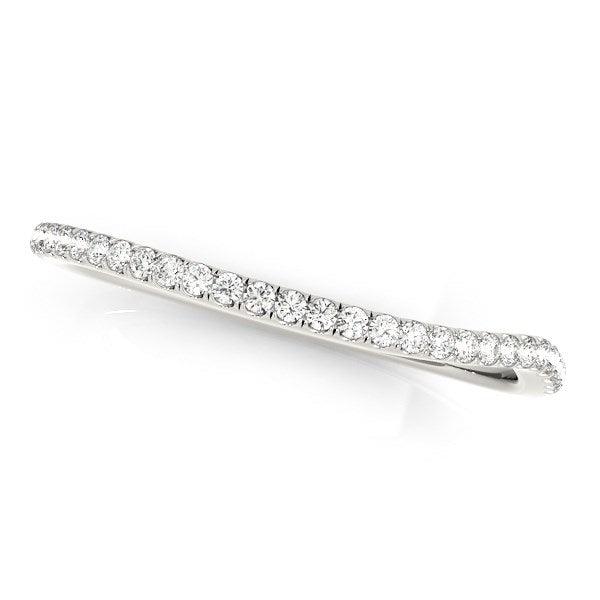 14k White Gold Slim Curved Diamond Wedding Ring (1/10 cttw) - MeinSchmuckShop