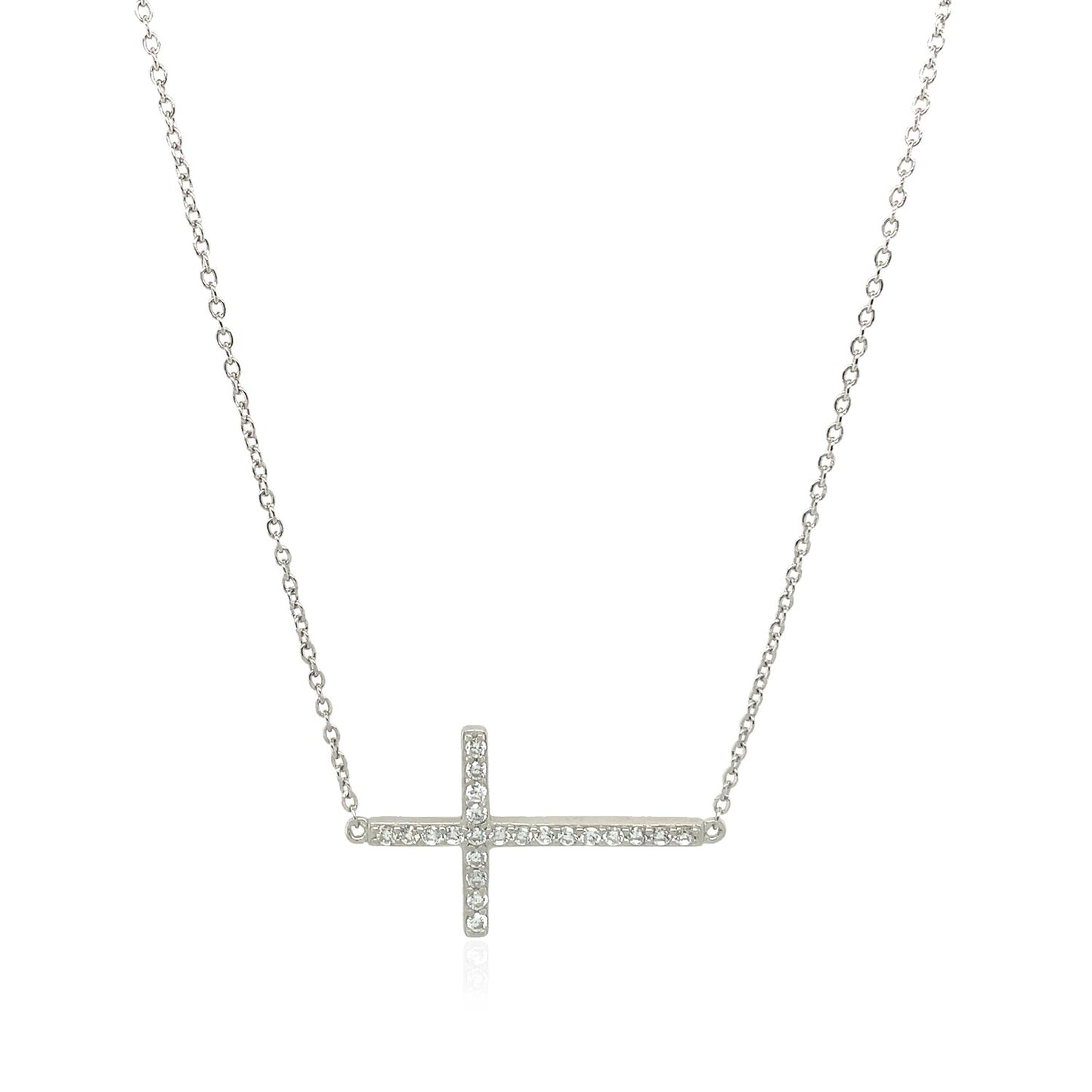 Sterling Silver Cross Bracelet with Cubic Zirconias - MeinSchmuckShop