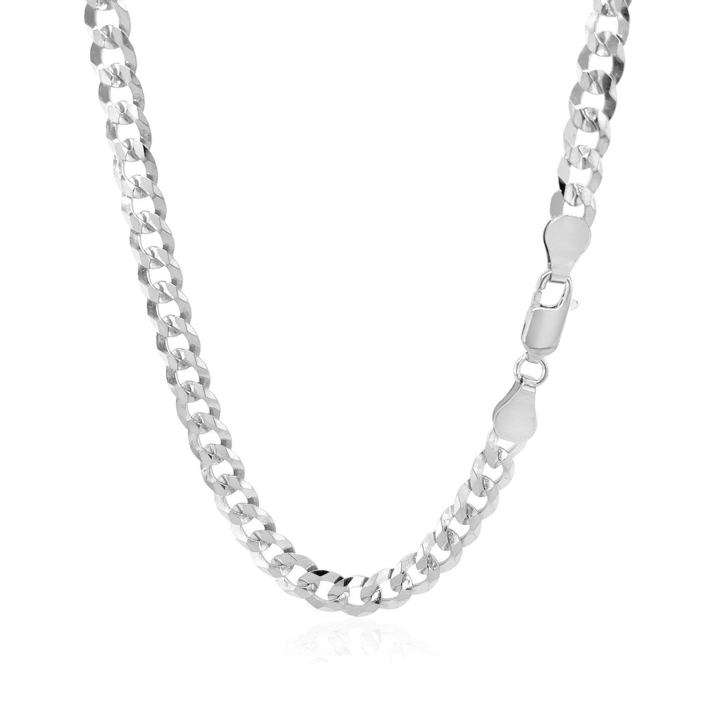 Rhodium Plated Sterling Silver Curb Style Chain (5.50 mm) - MeinSchmuckShop