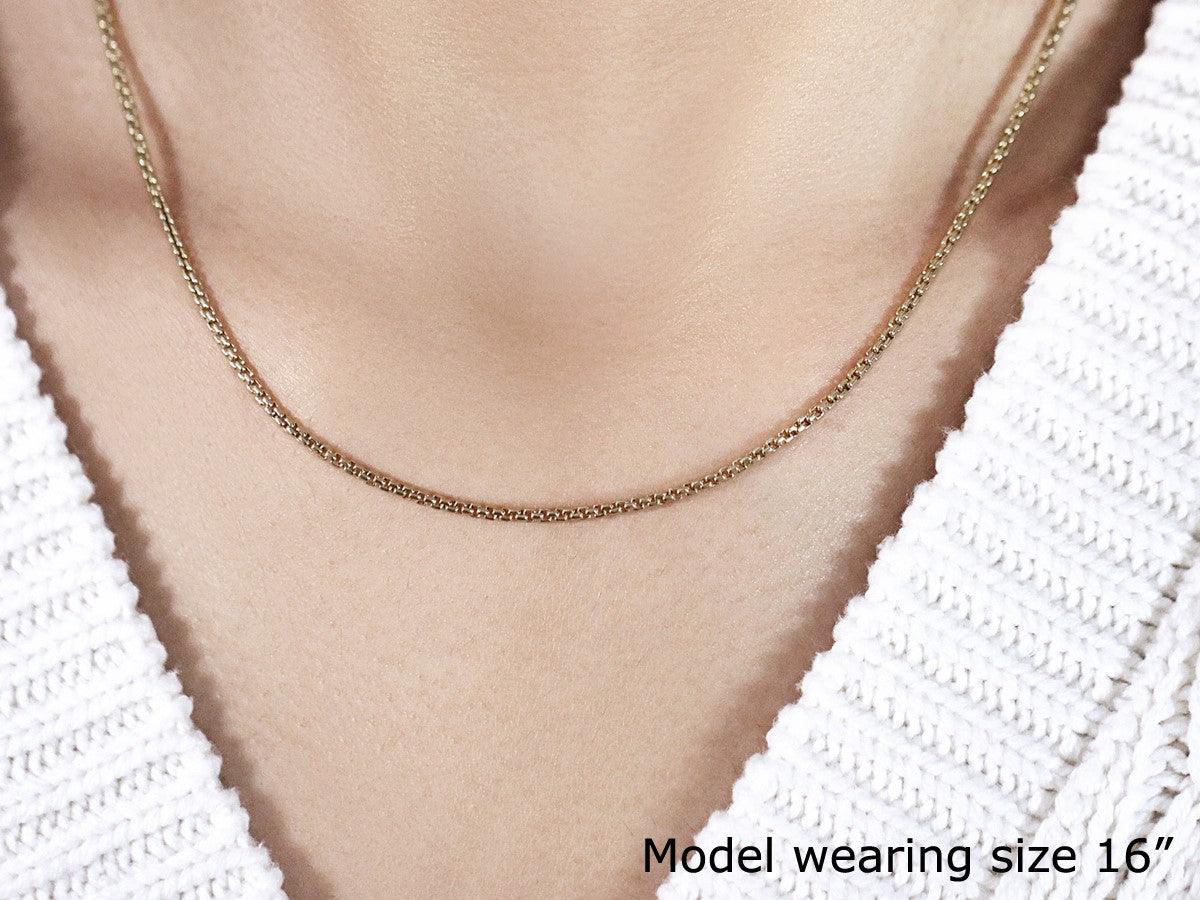 14k Yellow Gold Solid Round Box Chain (1.6 mm) - MeinSchmuckShop