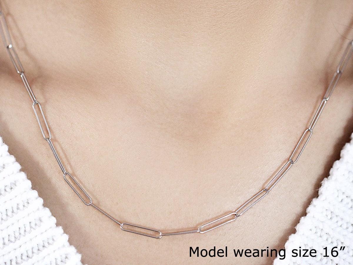 14k White Gold Wire Paperclip Chain (2.7 mm) - MeinSchmuckShop
