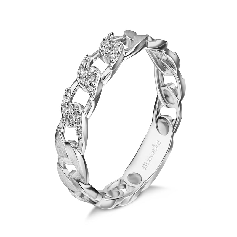 Lovebird Damen-Kettenring mit 18 Zirkonia Weißgold 333/000 - MeinSchmuckShop
