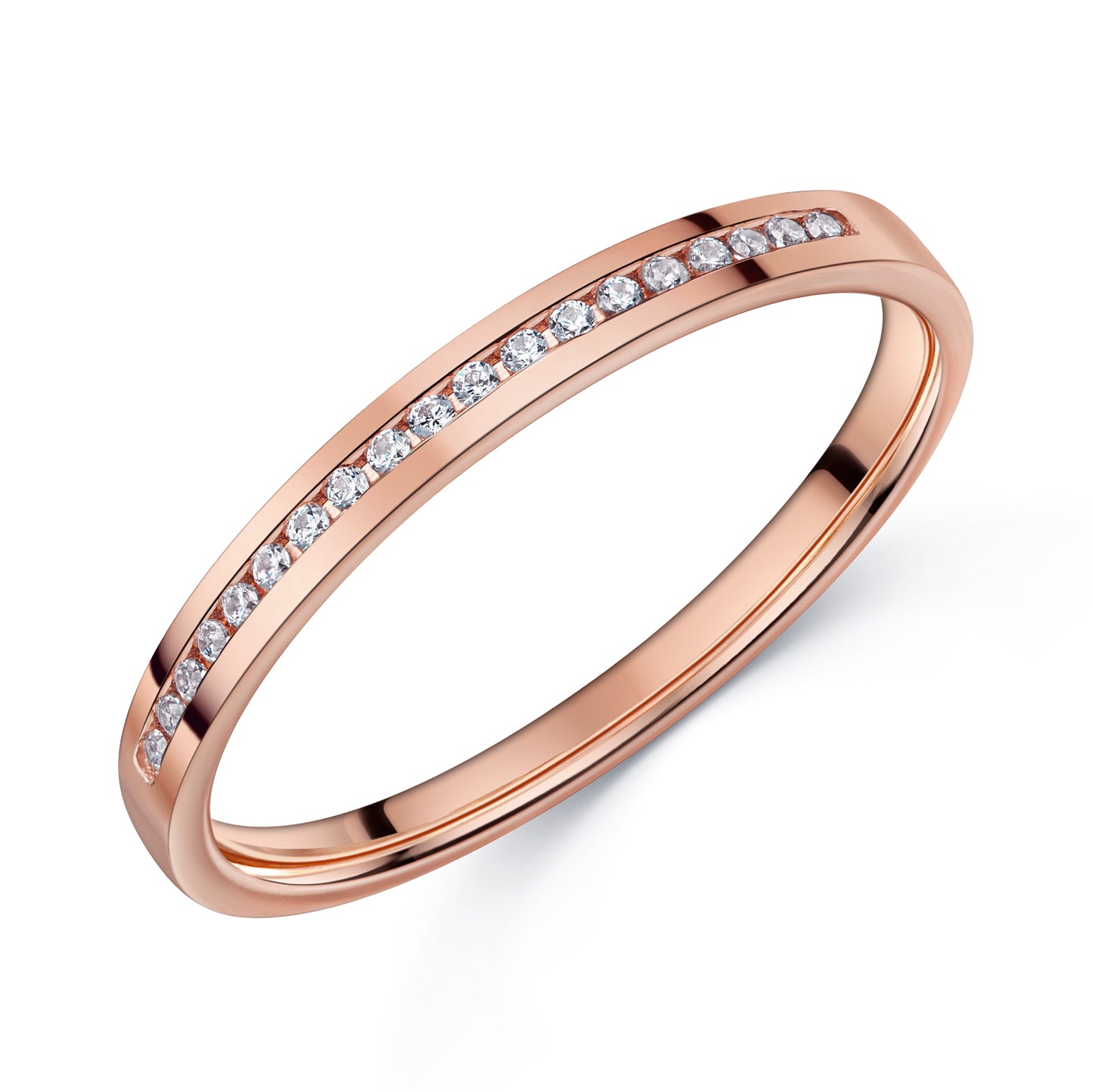 Lovebird Memory Ring mit 17 Zirkonia Roségold 333/000 - MeinSchmuckShop