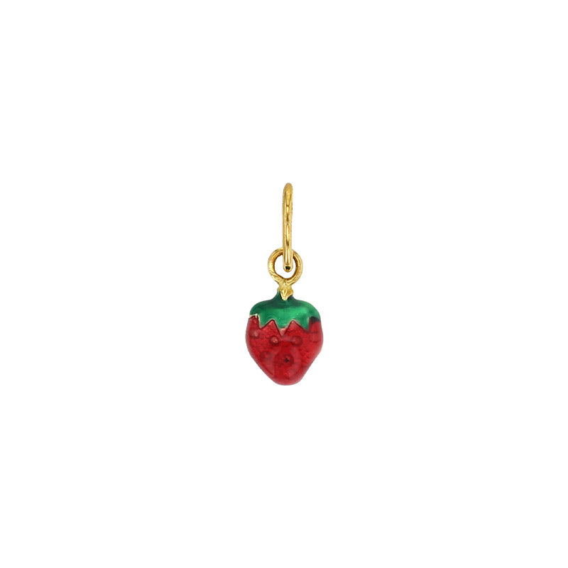 Anhänger Erdbeere 750er Gold (18Kt) und emaille